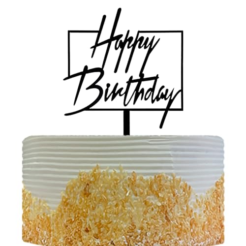 Happy Birthday Cake Topper Geburtstag Party Dekoration Schwarz Acryl von OIXCMNJQ