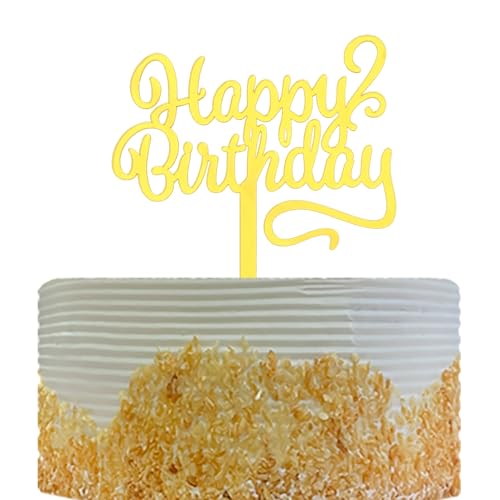 Happy Birthday Cake Topper Geburtstag Party Dekoration Spiegel Gold Acryl von OIXCMNJQ