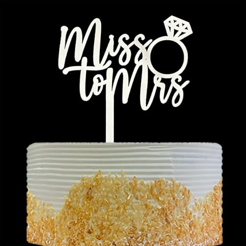 Tortenaufsatz "Miss To Mrs" für die zukünftige Braut, Brautparty, Verlobung, Junggesellinnenabschied, Hochzeitsparty-Dekorationen, Spiegel-Silber-Acryl-Kuchendekorationszubehör von OIXCMNJQ