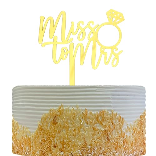 Tortenaufsatz "Miss To Mrs" für die zukünftige Braut, Brautparty, Verlobung, Junggesellinnenabschied, Hochzeitsparty-Dekorationen, spiegelnd, goldfarbenes Acryl Tortenaufsatz "Miss To Mrs" für die zukünftige Braut, Brautparty, Verlobung, Junggesellinnenabschied, Hochzeitsparty-Dekorationen, spiegelnd, goldfarbenes Acryl von OIXCMNJQ