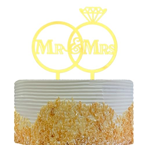Tortenaufsatz mit Diamantring, Mr & Mrs, Brautpaar Kuchendekoration, Hochzeitstag, Brautparty, Verlobungsdekorationen, Hochzeitsfeier-Dekorationen, Spiegel-Gold, Acryl Tortenaufsatz mit Diamantring, Mr & Mrs, Brautpaar Kuchendekoration, Hochzeitstag, Brautparty, Verlobungsdekorationen, Hochzeitsfeier-Dekorationen, Spiegel-Gold, Acryl von OIXCMNJQ
