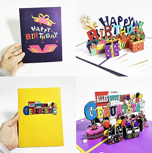 2er Geburtstagskarten 3D Pop Up Karte Geburtstag für Geldgeschenk Grußkarten für Freunde Kinder Frau Mann Mama Papa Oma Opa Kollegen Klappkarten mit Umschlag A5 von OJAYERR