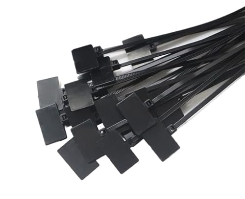 Drahtetikett, Kabelmarkierung, 100 Stück, selbstsichernde Kabelbinder aus Nylon, 3 x 100 mm, 4 x 150 mm, 4 x 200 mm, for Ordnen von Drähten und zur Identifizierung(Black,4x150mm) von OJIJO
