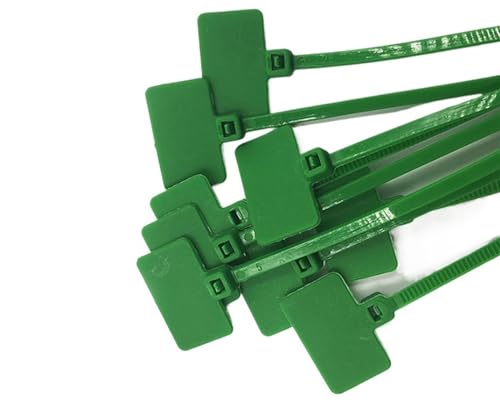 Drahtetikett, Kabelmarkierung, 100 Stück, selbstsichernde Kabelbinder aus Nylon, 3 x 100 mm, 4 x 150 mm, 4 x 200 mm, for Ordnen von Drähten und zur Identifizierung(Green,4x150mm) von OJIJO