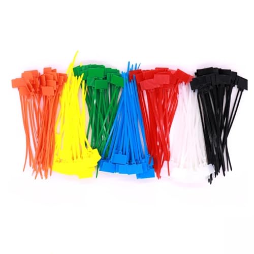 Drahtetikett, Kabelmarkierung, 100 Stück, selbstsichernde Kabelbinder aus Nylon, 3 x 100 mm, 4 x 150 mm, 4 x 200 mm, for Ordnen von Drähten und zur Identifizierung(Mixed colors,4x200mm) von OJIJO