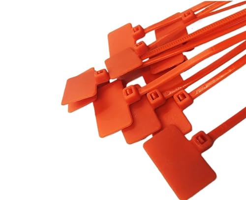 Drahtetikett, Kabelmarkierung, 100 Stück, selbstsichernde Kabelbinder aus Nylon, 3 x 100 mm, 4 x 150 mm, 4 x 200 mm, for Ordnen von Drähten und zur Identifizierung(Orange,4x200mm) von OJIJO