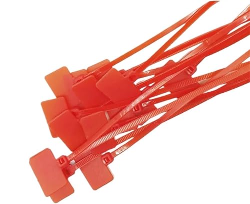 Drahtetikett, Kabelmarkierung, 100 Stück, selbstsichernde Kabelbinder aus Nylon, 3 x 100 mm, 4 x 150 mm, 4 x 200 mm, for Ordnen von Drähten und zur Identifizierung(Red,4x200mm) von OJIJO