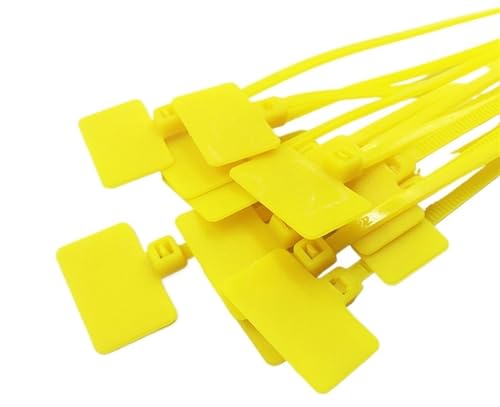 Drahtetikett, Kabelmarkierung, 100 Stück, selbstsichernde Kabelbinder aus Nylon, 3 x 100 mm, 4 x 150 mm, 4 x 200 mm, for Ordnen von Drähten und zur Identifizierung(Yellow,4x150mm) von OJIJO