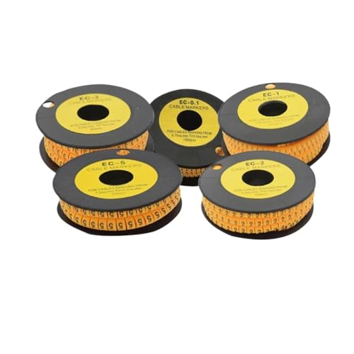 Drahtetikett, Kabelmarkierung 1 Rolle, Nummernröhre EC-0 bis EC-5, quadratische Nummernröhre, bunte Drahtmarkierungen 0-9 for Organisieren und Identifizieren von Drähten(Number 3,EC-3/6mm) von OJIJO