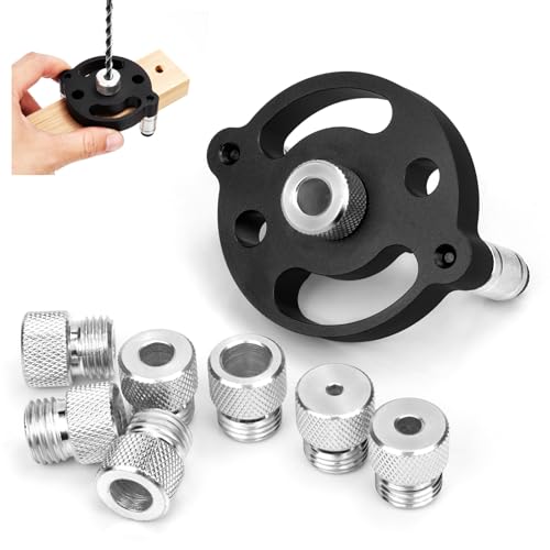 Holzbearbeitungs Bohrlocher Locator,OJTOJT Vertikales Selbstzentrierendes Dübellehren-Set mit 3/4/5/6/7/8/9/10mm Bohrbuchsen Bohrhilfe für Heimwerkerarbeiten mit Holz (Schwarz) von OJTOJT