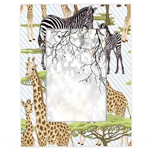 OKCELL Cartoon Zebra Giraffe 20,3 x 25,4 cm Holz Bilderrahmen Set von 2 – Holz & bruchfestes Plexiglas – Bilderrahmen für Tischplatte, Flur, Galerie, Wandkunst Dekoration (8 x 10 - 2 Stück) von OKCELL