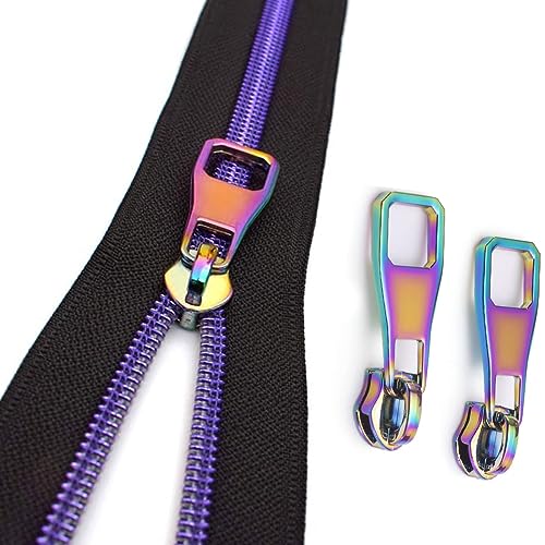The Yard Nylon-Spiralreißverschlüsse #5 lange Reißverschlüsse zum Nähen, violette metallische Zähne, schwarzes Klebeband, 4,5 m, mit 10 Regenbogenschiebern, VOC-Reißverschluss für Schneiderhandwerk The Yard Nylon-Spiralreißverschlüsse #5 lange Reißverschlüsse zum Nähen, violette metallische Zähne, schwarzes Klebeband, 4,5 m, mit 10 Regenbogenschiebern, VOC-Reißverschluss für Schneiderhandwerk von OKDESU