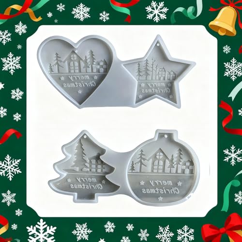 OKESYO 4 Stück Silikonformen Gießformen Weihnachten Gießformen Silikonform Anhänger für DIY Geschenke OKESYO 4 Stück Silikonformen Gießformen Weihnachten Gießformen Silikonform Anhänger für DIY Geschenke von OKESYO