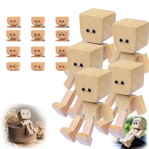 OKESYO Schüttelmann Holz Auto, 5 Stück Wackelnder Holzmann mit 12 Ausdrücken, Charmante Wackelnde Kleine Holzfigur, Wackelfigur Auto für Modernes Kreatives Desktop Ornament OKESYO Schüttelmann Holz Auto, 5 Stück Wackelnder Holzmann mit 12 Ausdrücken, Charmante Wackelnde Kleine Holzfigur, Wackelfigur Auto für Modernes Kreatives Desktop Ornament von OKESYO