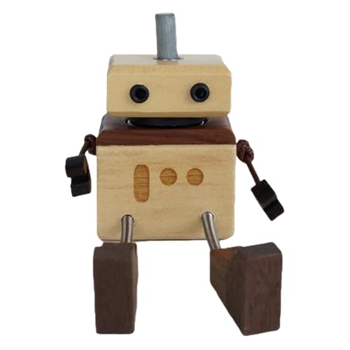 OKESYO Schüttelmann Holz Auto, 5 Stück Wackelnder Holzmann mit 12 Ausdrücken, Charmante Wackelnde Kleine Holzfigur, Wackelfigur Auto für Modernes Kreatives Desktop Ornament von OKESYO