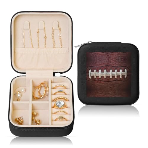 OKFSTY American Football Schmuckschatulle mit Schnürsenkel-Druck, multifunktionale Schmuck-Aufbewahrungsbox, Vitrine für Damen OKFSTY American Football Schmuckschatulle mit Schnürsenkel-Druck, multifunktionale Schmuck-Aufbewahrungsbox, Vitrine für Damen von OKFSTY