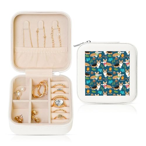 OKFSTY Corgi Reise-Schmuckschatulle, multifunktionale Schmuck-Aufbewahrungsbox, Vitrine für Damen OKFSTY Corgi Reise-Schmuckschatulle, multifunktionale Schmuck-Aufbewahrungsbox, Vitrine für Damen von OKFSTY