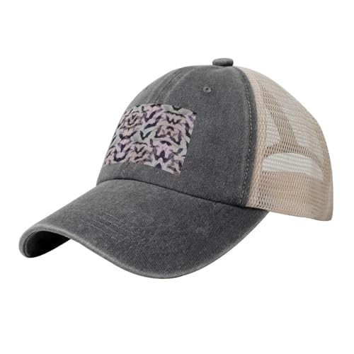 OKFSTY Halloween-Fledermaus-Motiv, grauer Druck, Netzstoff, verstellbar, trendiger Trucker-Hut und Baseballkappe für Strandkonzerte, Sommer, Pool, Urlaub OKFSTY Halloween-Fledermaus-Motiv, grauer Druck, Netzstoff, verstellbar, trendiger Trucker-Hut und Baseballkappe für Strandkonzerte, Sommer, Pool, Urlaub von OKFSTY