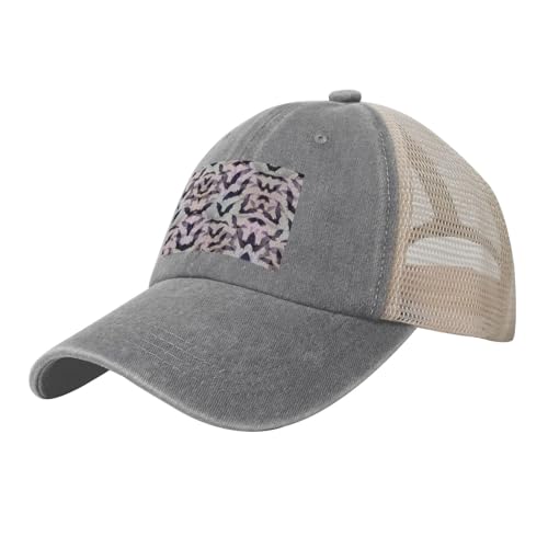 OKFSTY Halloween-Fledermaus-Motiv, grauer Druck, Netzstoff, verstellbar, trendiger Trucker-Hut und Baseballkappe für Strandkonzerte, Sommer, Pool, Urlaub OKFSTY Halloween-Fledermaus-Motiv, grauer Druck, Netzstoff, verstellbar, trendiger Trucker-Hut und Baseballkappe für Strandkonzerte, Sommer, Pool, Urlaub von OKFSTY