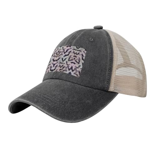 OKFSTY Halloween-Fledermaus-Motiv, grauer Druck, Netzstoff, verstellbar, trendiger Trucker-Hut und Baseballkappe für Strandkonzerte, Sommer, Pool, Urlaub OKFSTY Halloween-Fledermaus-Motiv, grauer Druck, Netzstoff, verstellbar, trendiger Trucker-Hut und Baseballkappe für Strandkonzerte, Sommer, Pool, Urlaub von OKFSTY