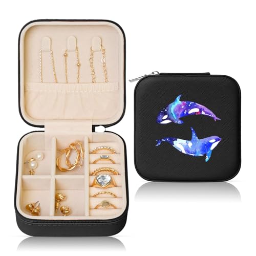 OKFSTY Orca Killer-Wal Druck-Reise-Schmuckschatulle, multifunktionale Schmuck-Aufbewahrungsbox, Vitrine für Damen OKFSTY Orca Killer-Wal Druck-Reise-Schmuckschatulle, multifunktionale Schmuck-Aufbewahrungsbox, Vitrine für Damen von OKFSTY
