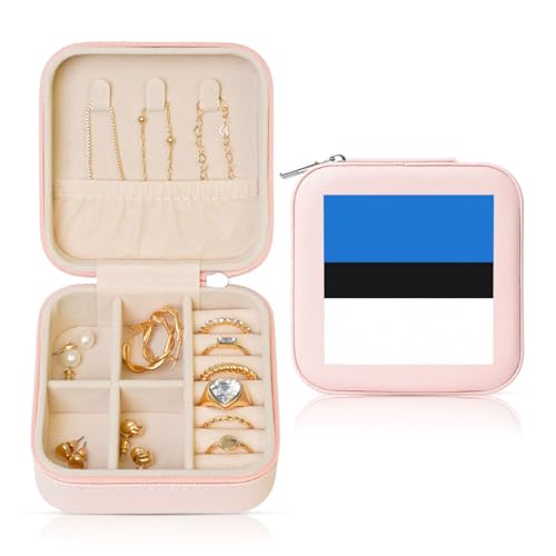 OKFSTY Reise-Schmuckschatulle, Motiv: Flagge von Estland, multifunktionale Schmuck-Aufbewahrungsbox, Vitrine für Damen von OKFSTY