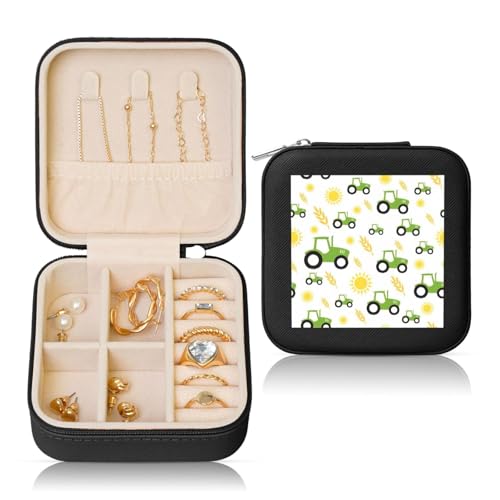 OKFSTY Reise-Schmuckschatulle, Motiv: Traktor, Landwirtschaft, multifunktionale Schmuck-Aufbewahrungsbox, Vitrine für Damen OKFSTY Reise-Schmuckschatulle, Motiv: Traktor, Landwirtschaft, multifunktionale Schmuck-Aufbewahrungsbox, Vitrine für Damen von OKFSTY