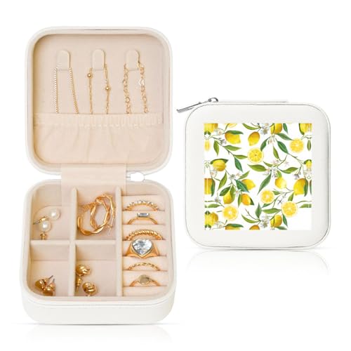 OKFSTY Reise-Schmuckschatulle, Motiv: frische tropische Zitronen, multifunktionale Schmuck-Aufbewahrungsbox, Vitrine für Damen OKFSTY Reise-Schmuckschatulle, Motiv: frische tropische Zitronen, multifunktionale Schmuck-Aufbewahrungsbox, Vitrine für Damen von OKFSTY