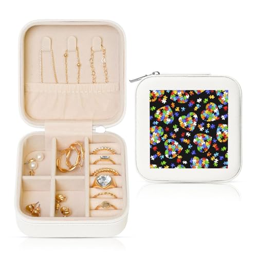 OKFSTY Reise-Schmuckschatulle für Autismus, Puzzleteile, Herz-Druck, multifunktionale Schmuck-Aufbewahrungsbox, Vitrine für Damen OKFSTY Reise-Schmuckschatulle für Autismus, Puzzleteile, Herz-Druck, multifunktionale Schmuck-Aufbewahrungsbox, Vitrine für Damen von OKFSTY