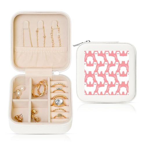 OKFSTY Reise-Schmuckschatulle mit Alpaka-Lama-Druck, multifunktionale Schmuck-Aufbewahrungsbox, Vitrine für Damen OKFSTY Reise-Schmuckschatulle mit Alpaka-Lama-Druck, multifunktionale Schmuck-Aufbewahrungsbox, Vitrine für Damen von OKFSTY