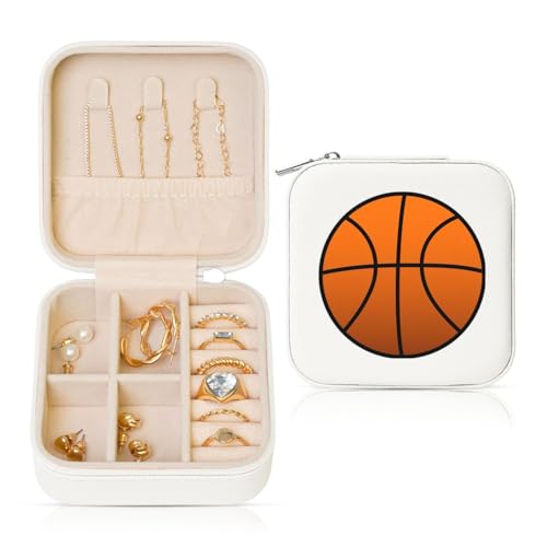 OKFSTY Reise-Schmuckschatulle mit Basketballdruck, multifunktionale Schmuck-Aufbewahrungsbox, Vitrine für Damen OKFSTY Reise-Schmuckschatulle mit Basketballdruck, multifunktionale Schmuck-Aufbewahrungsbox, Vitrine für Damen von OKFSTY