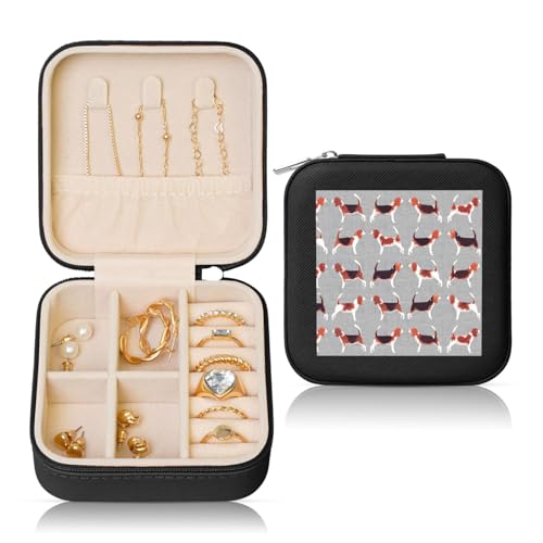 OKFSTY Reise-Schmuckschatulle mit Beagle-Muster, multifunktionale Schmuck-Aufbewahrungsbox, Vitrine für Damen OKFSTY Reise-Schmuckschatulle mit Beagle-Muster, multifunktionale Schmuck-Aufbewahrungsbox, Vitrine für Damen von OKFSTY