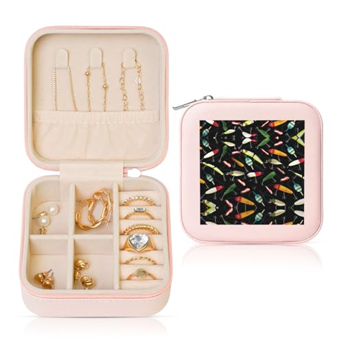 OKFSTY Reise-Schmuckschatulle mit Fischköderdruck, multifunktionale Schmuck-Aufbewahrungsbox, Vitrine für Damen OKFSTY Reise-Schmuckschatulle mit Fischköderdruck, multifunktionale Schmuck-Aufbewahrungsbox, Vitrine für Damen von OKFSTY