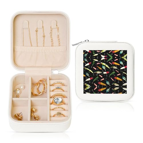 OKFSTY Reise-Schmuckschatulle mit Fischköderdruck, multifunktionale Schmuck-Aufbewahrungsbox, Vitrine für Damen OKFSTY Reise-Schmuckschatulle mit Fischköderdruck, multifunktionale Schmuck-Aufbewahrungsbox, Vitrine für Damen von OKFSTY