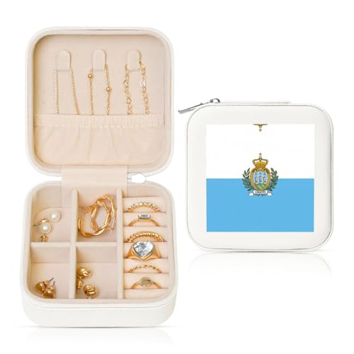 OKFSTY Reise-Schmuckschatulle mit Flagge von San Marino, multifunktionale Schmuck-Aufbewahrungsbox, Vitrine für Damen von OKFSTY