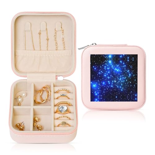 OKFSTY Reise-Schmuckschatulle mit Galaxie-Stern-Druck, multifunktionale Schmuck-Aufbewahrungsbox, Vitrine für Damen OKFSTY Reise-Schmuckschatulle mit Galaxie-Stern-Druck, multifunktionale Schmuck-Aufbewahrungsbox, Vitrine für Damen von OKFSTY