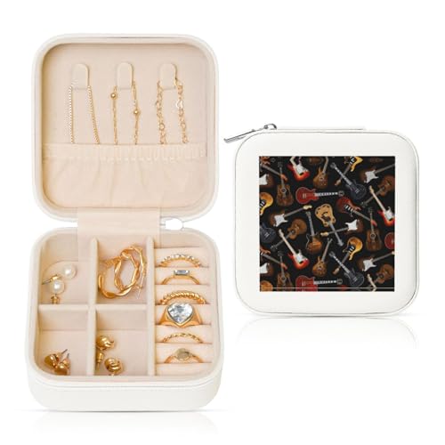OKFSTY Reise-Schmuckschatulle mit Gitarren-Druck, multifunktionale Schmuck-Aufbewahrungsbox, Vitrine für Damen OKFSTY Reise-Schmuckschatulle mit Gitarren-Druck, multifunktionale Schmuck-Aufbewahrungsbox, Vitrine für Damen von OKFSTY