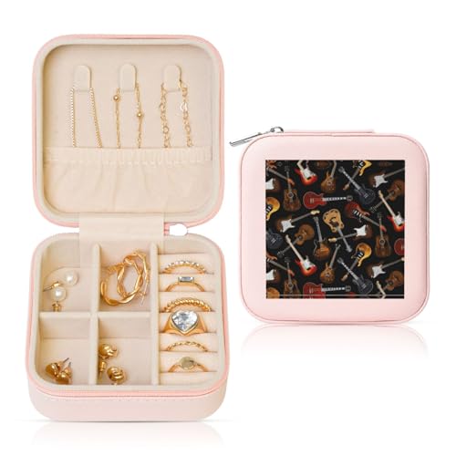 OKFSTY Reise-Schmuckschatulle mit Gitarren-Druck, multifunktionale Schmuck-Aufbewahrungsbox, Vitrine für Damen OKFSTY Reise-Schmuckschatulle mit Gitarren-Druck, multifunktionale Schmuck-Aufbewahrungsbox, Vitrine für Damen von OKFSTY