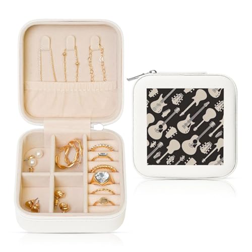 OKFSTY Reise-Schmuckschatulle mit Gitarrenmuster, multifunktionale Schmuck-Aufbewahrungsbox, Vitrine für Damen OKFSTY Reise-Schmuckschatulle mit Gitarrenmuster, multifunktionale Schmuck-Aufbewahrungsbox, Vitrine für Damen von OKFSTY
