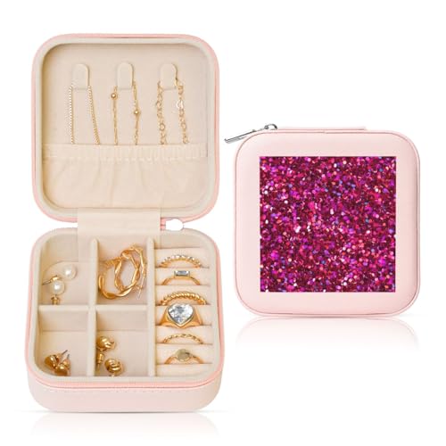 OKFSTY Reise-Schmuckschatulle mit Glitzermuster, multifunktionale Schmuck-Aufbewahrungsbox, Vitrine für Damen OKFSTY Reise-Schmuckschatulle mit Glitzermuster, multifunktionale Schmuck-Aufbewahrungsbox, Vitrine für Damen von OKFSTY