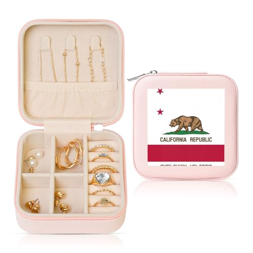 OKFSTY Reise-Schmuckschatulle mit Kalifornien-Flagge, multifunktionale Schmuck-Aufbewahrungsbox, Vitrine für Damen OKFSTY Reise-Schmuckschatulle mit Kalifornien-Flagge, multifunktionale Schmuck-Aufbewahrungsbox, Vitrine für Damen von OKFSTY