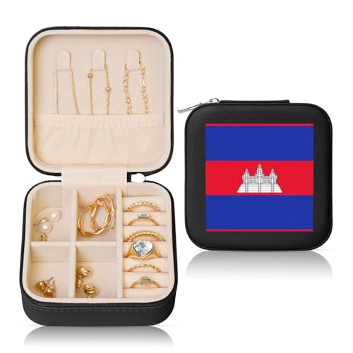 OKFSTY Reise-Schmuckschatulle mit Kambodscha-Flagge, multifunktionale Schmuck-Aufbewahrungsbox, Vitrine für Damen OKFSTY Reise-Schmuckschatulle mit Kambodscha-Flagge, multifunktionale Schmuck-Aufbewahrungsbox, Vitrine für Damen von OKFSTY