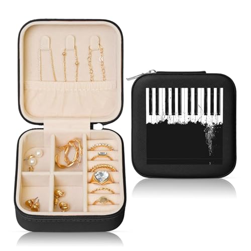 OKFSTY Reise-Schmuckschatulle mit Klavierdruck, multifunktionale Schmuck-Aufbewahrungsbox, Vitrine für Damen von OKFSTY