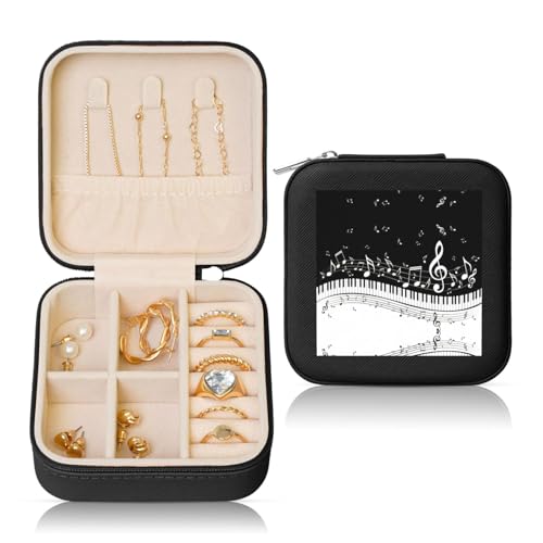 OKFSTY Reise-Schmuckschatulle mit Klaviertasten mit Musiknoten-Druck, multifunktionale Schmuck-Aufbewahrungsbox, Vitrine für Damen OKFSTY Reise-Schmuckschatulle mit Klaviertasten mit Musiknoten-Druck, multifunktionale Schmuck-Aufbewahrungsbox, Vitrine für Damen von OKFSTY