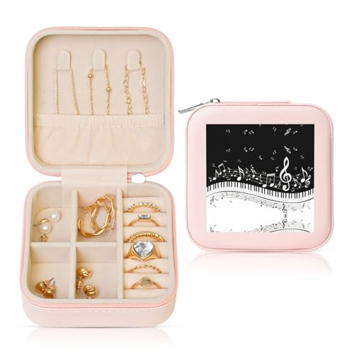 OKFSTY Reise-Schmuckschatulle mit Klaviertasten mit Musiknoten-Druck, multifunktionale Schmuck-Aufbewahrungsbox, Vitrine für Damen OKFSTY Reise-Schmuckschatulle mit Klaviertasten mit Musiknoten-Druck, multifunktionale Schmuck-Aufbewahrungsbox, Vitrine für Damen von OKFSTY
