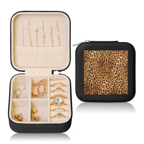 OKFSTY Reise-Schmuckschatulle mit Leopardenmuster, multifunktionale Schmuck-Aufbewahrungsbox, Vitrine für Damen OKFSTY Reise-Schmuckschatulle mit Leopardenmuster, multifunktionale Schmuck-Aufbewahrungsbox, Vitrine für Damen von OKFSTY