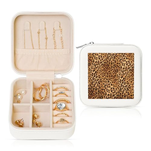 OKFSTY Reise-Schmuckschatulle mit Leopardenmuster, multifunktionale Schmuck-Aufbewahrungsbox, Vitrine für Damen OKFSTY Reise-Schmuckschatulle mit Leopardenmuster, multifunktionale Schmuck-Aufbewahrungsbox, Vitrine für Damen von OKFSTY