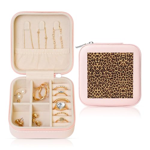 OKFSTY Reise-Schmuckschatulle mit Leopardenmuster, multifunktionale Schmuck-Aufbewahrungsbox, Vitrine für Damen OKFSTY Reise-Schmuckschatulle mit Leopardenmuster, multifunktionale Schmuck-Aufbewahrungsbox, Vitrine für Damen von OKFSTY