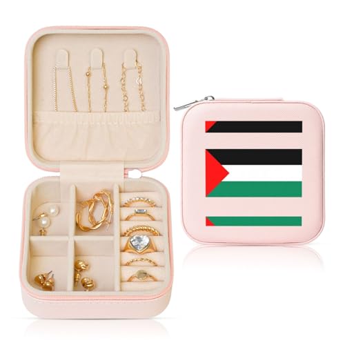 OKFSTY Reise-Schmuckschatulle mit Palästina-Flagge, multifunktionale Schmuck-Aufbewahrungsbox, Vitrine für Damen von OKFSTY