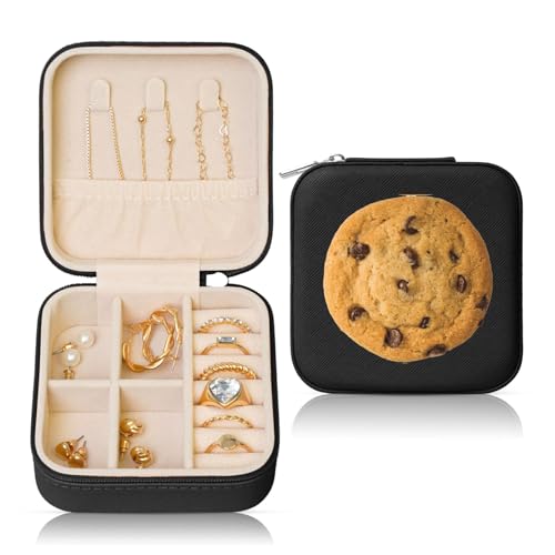 OKFSTY Reise-Schmuckschatulle mit Schokoladenkeks-Druck, multifunktionale Schmuck-Aufbewahrungsbox, Vitrine für Damen OKFSTY Reise-Schmuckschatulle mit Schokoladenkeks-Druck, multifunktionale Schmuck-Aufbewahrungsbox, Vitrine für Damen von OKFSTY